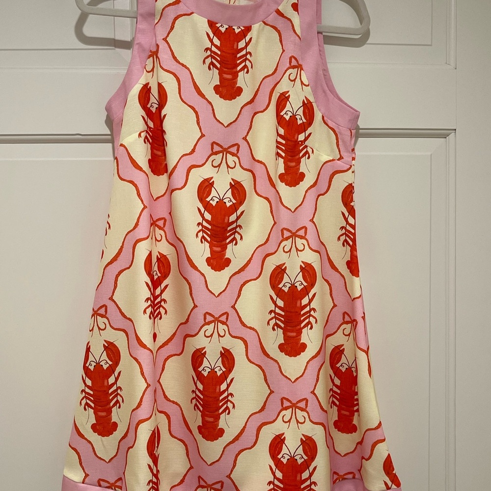 Charming Lobster Print Casual Dress - Pink and Red